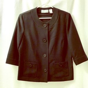 EUC Alfred Dunner 12P Black Jacket 3/4 sleeve pkts